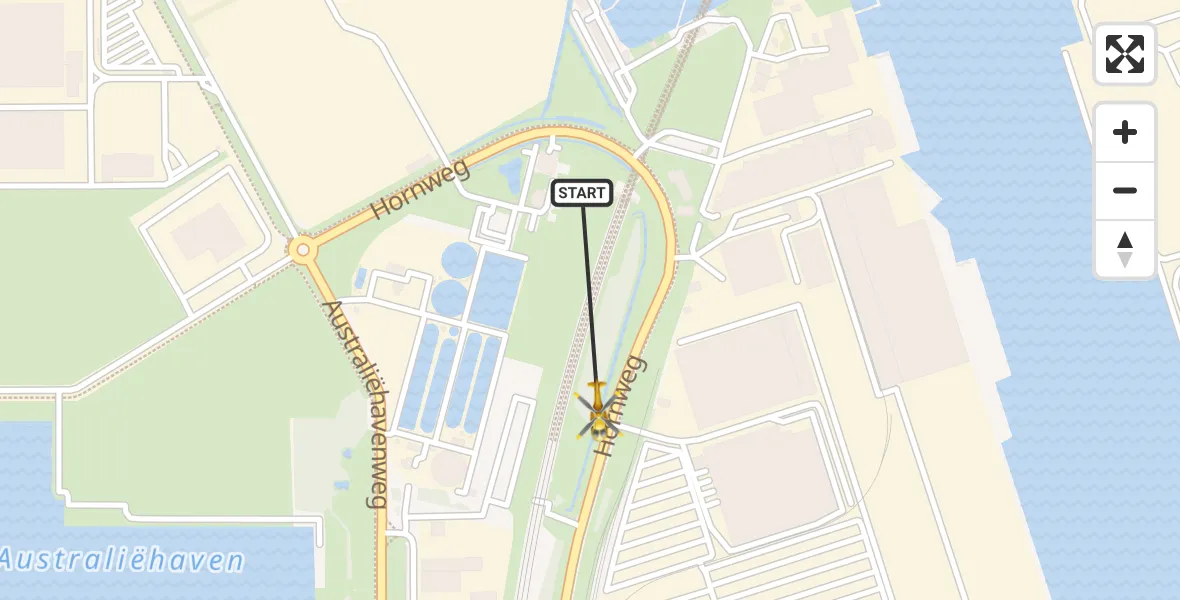 Vluchtroute Traumahelikopter van Amsterdam Heliport naar Amsterdam Heliport
