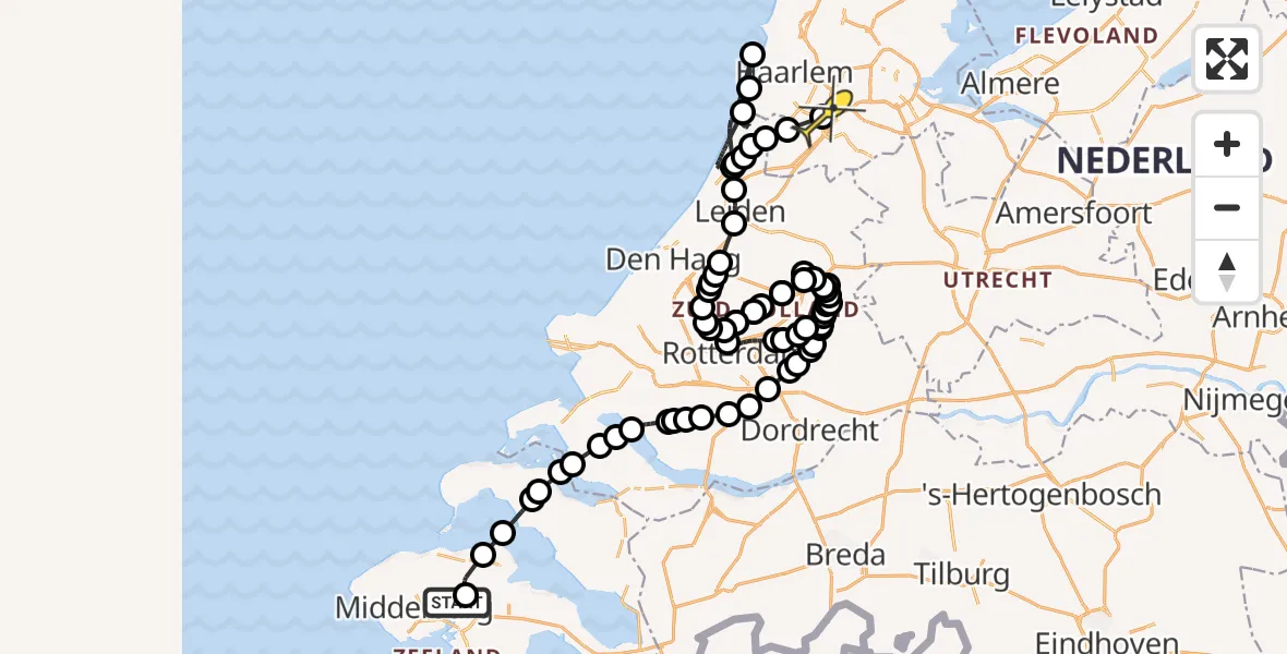 Routekaart van de vlucht: Politiehelikopter naar Hoofddorp, Pietweg