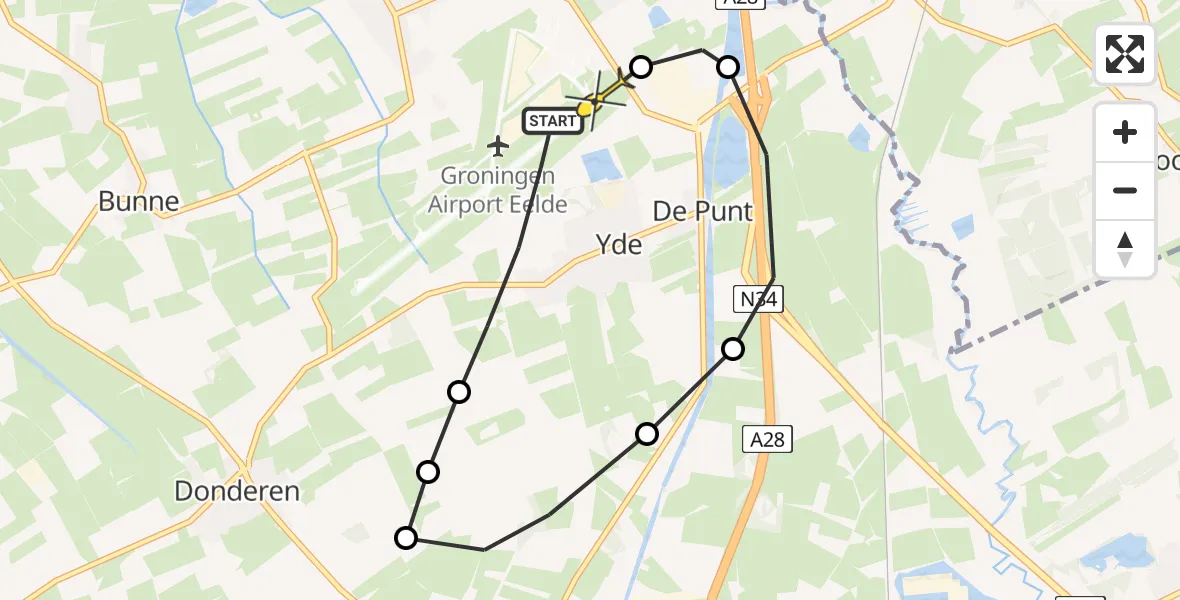 Routekaart van de vlucht: Lifeliner 4 naar Groningen Airport Eelde, Moespot