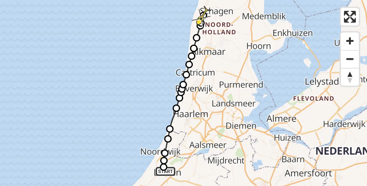 Routekaart van de vlucht: Lifeliner 1 naar Sint Maartensbrug, Nachtegaallaan