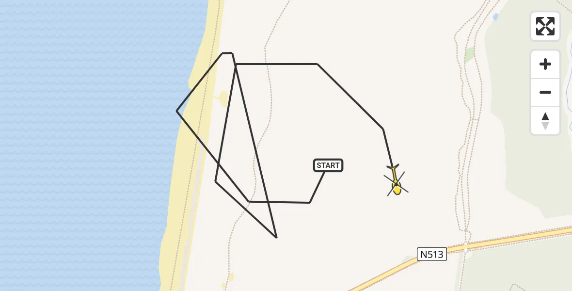 Routekaart van de vlucht: Politiehelikopter naar Castricum, Zeeweg