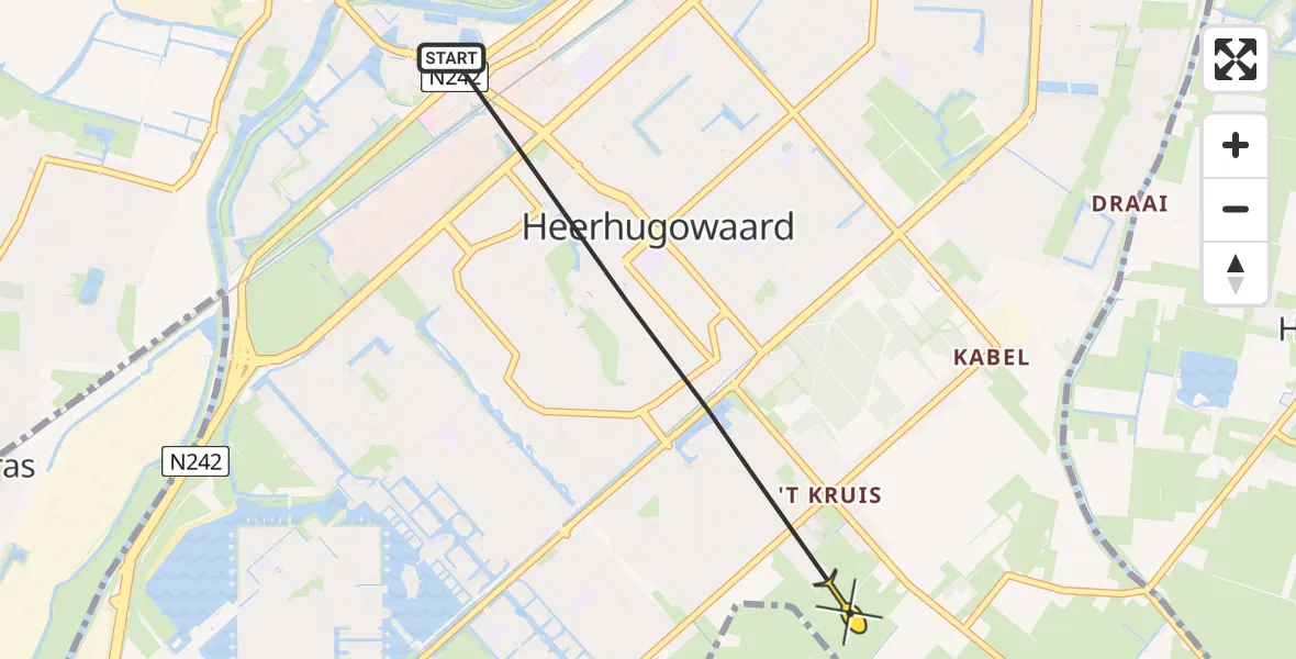Routekaart van de vlucht: Politieheli naar Heerhugowaard, Pelmolen