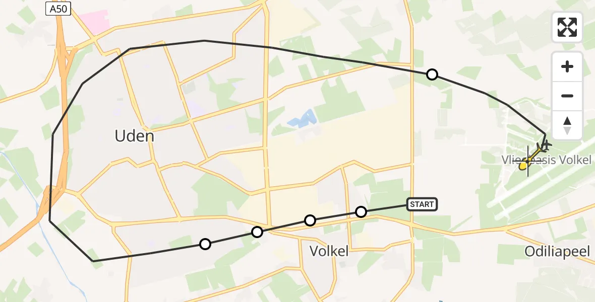 Routekaart van de vlucht: Lifeliner 3 naar Vliegbasis Volkel, Linie