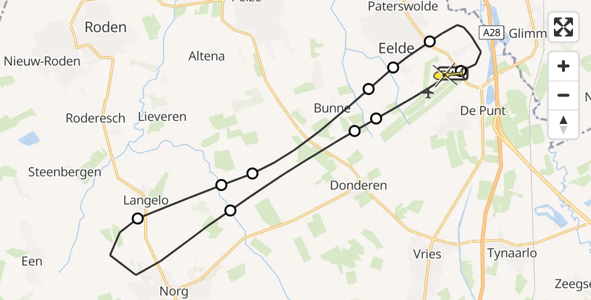 Routekaart van de vlucht: Lifeliner 4 naar Groningen Airport Eelde, Lugtenbergerweg