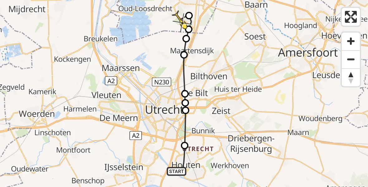 Routekaart van de vlucht: Lifeliner 1 naar Vliegveld Hilversum, Boekweit-oord