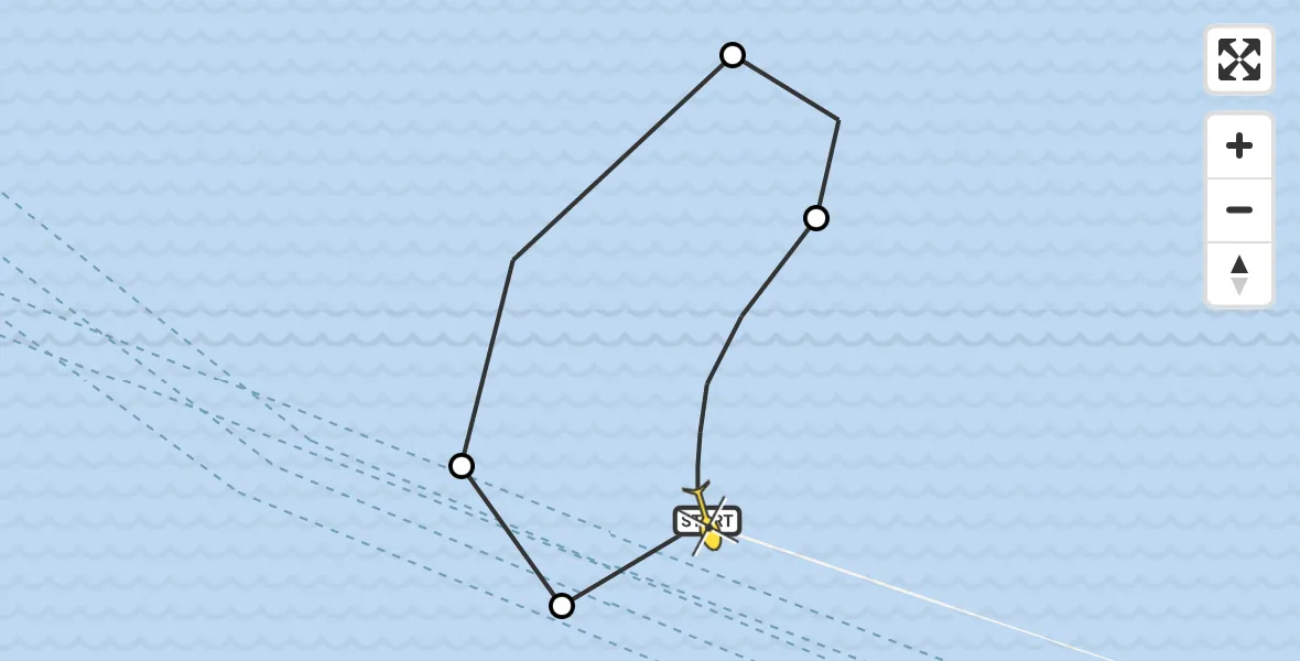 Routekaart van de vlucht: Politieheli naar Hoek van Holland, Maasgeul
