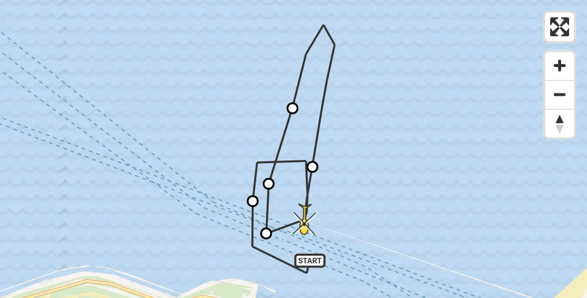 Routekaart van de vlucht: Politieheli naar Hoek van Holland, Maasvlakteweg