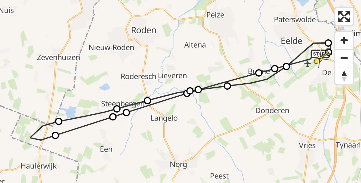 Routekaart van de vlucht: Lifeliner 4 naar Groningen Airport Eelde, Veldkampweg