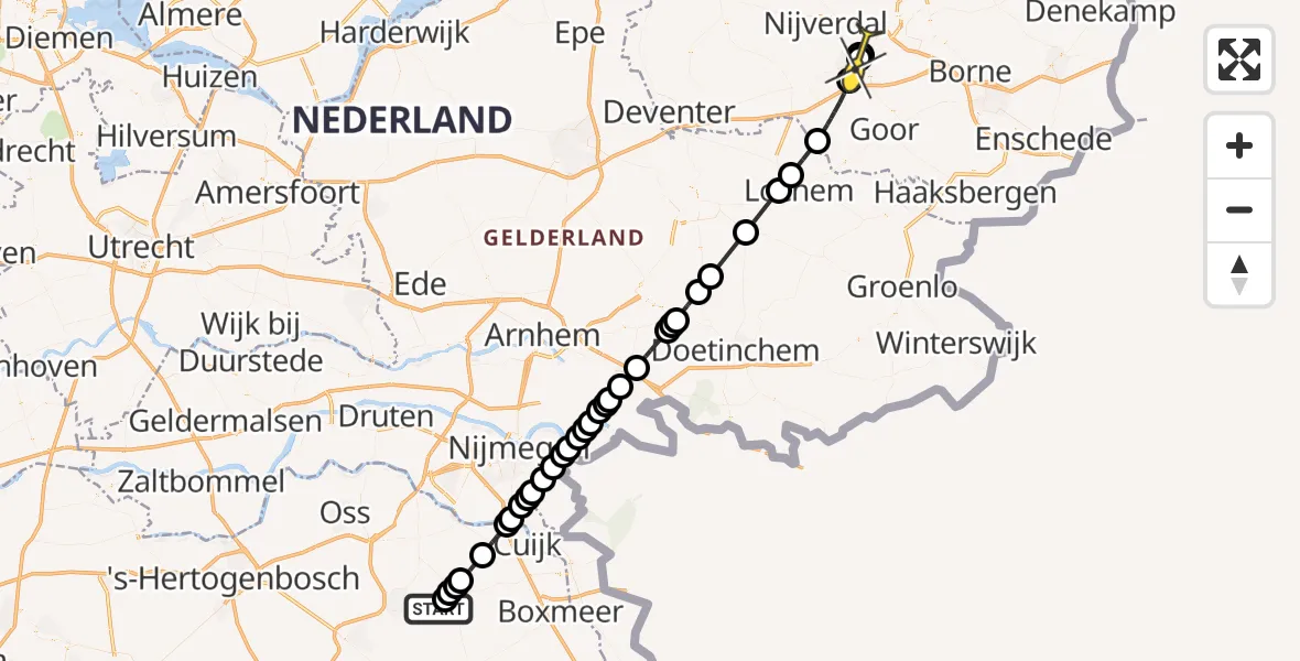Routekaart van de vlucht: Lifeliner 3 naar Rijssen, Zeelandsedijk