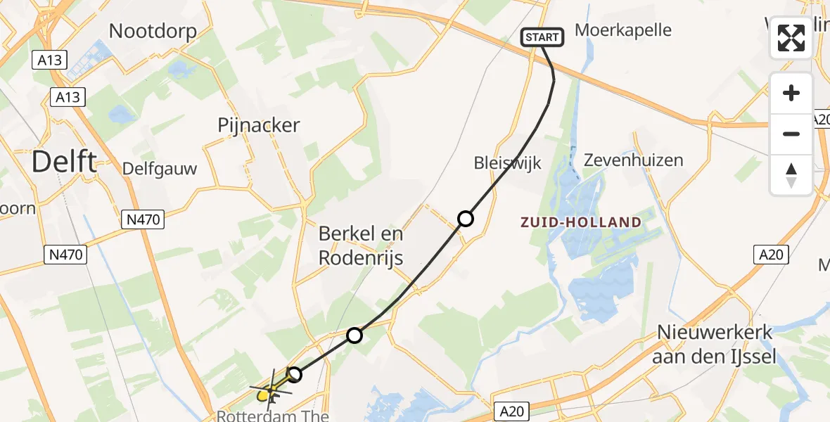 Routekaart van de vlucht: Lifeliner 2 naar Rotterdam The Hague Airport, Klappolder
