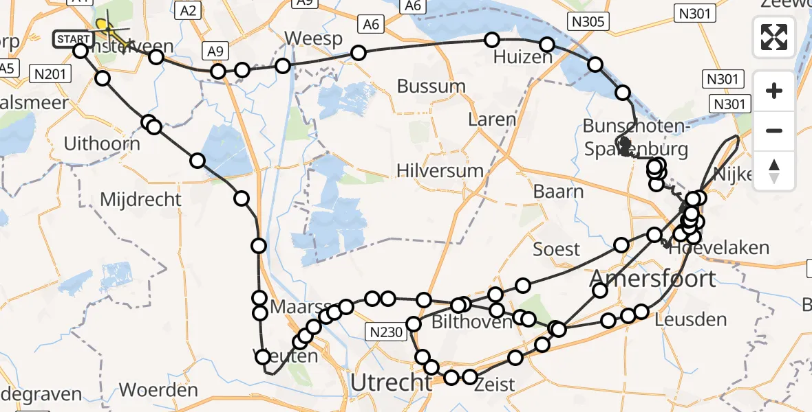 Routekaart van de vlucht: Politieheli naar Amstelveen, Mr. Jac. Takkade