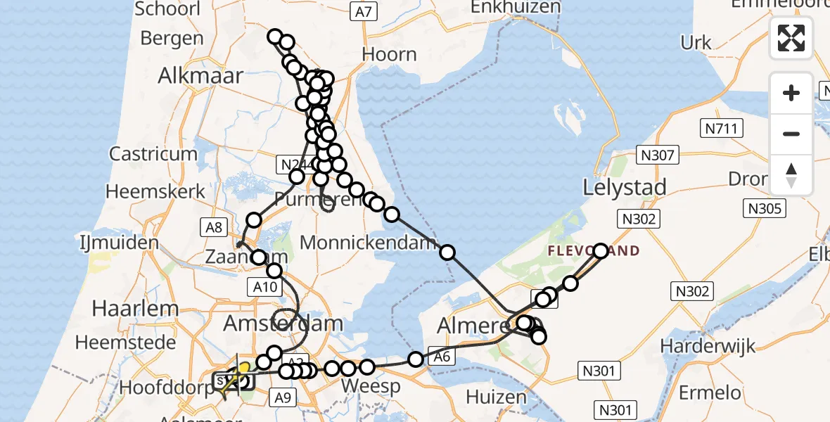 Routekaart van de vlucht: Politieheli naar Schiphol, Van Weerden-Poelmanweg