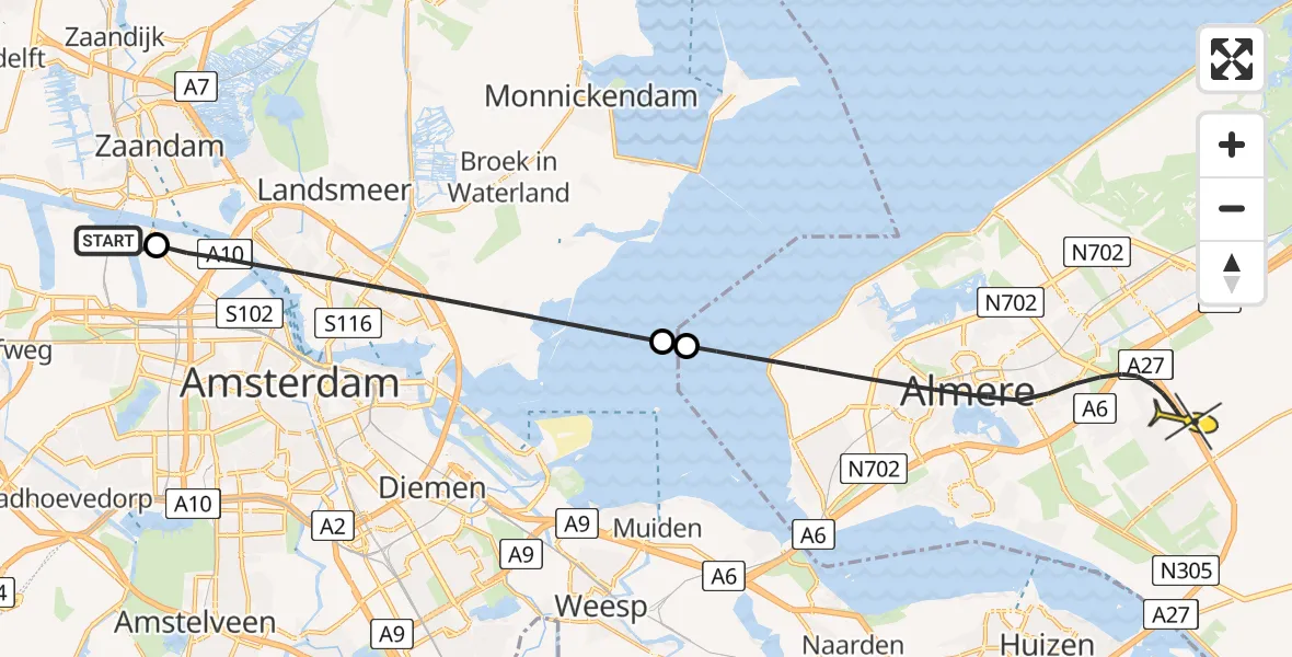 Routekaart van de vlucht: Lifeliner 1 naar Almere, Lipariweg