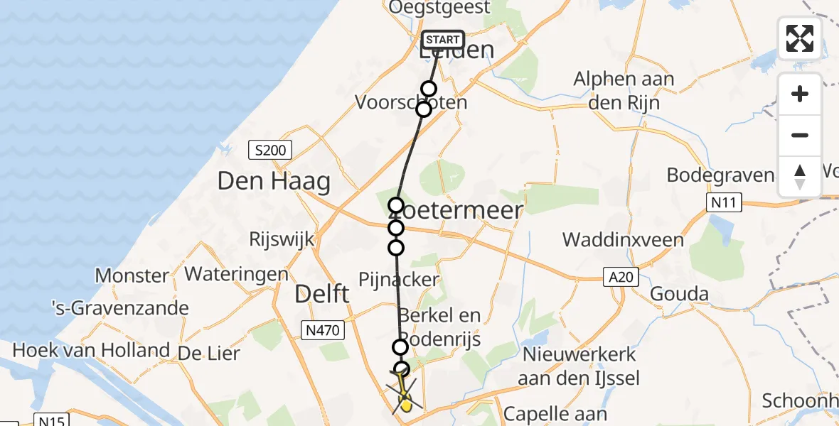 Routekaart van de vlucht: Lifeliner 2 naar Rotterdam The Hague Airport, Haagweg