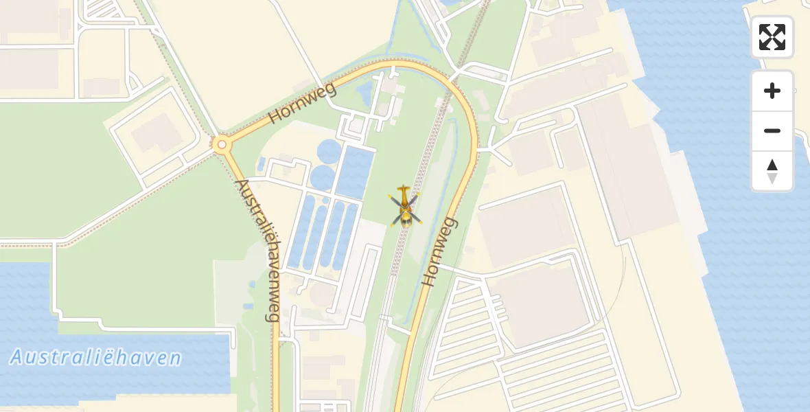 Routekaart van de vlucht: Traumahelikopter naar Amsterdam Heliport