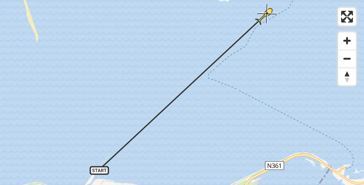 Routekaart van de vlucht: Ambulancehelikopter naar Schiermonnikoog, Glinder