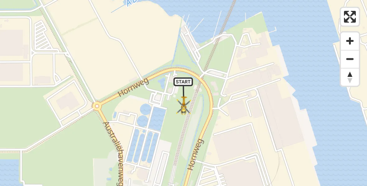 Vluchtroute Traumahelikopter van Amsterdam Heliport naar Amsterdam Heliport