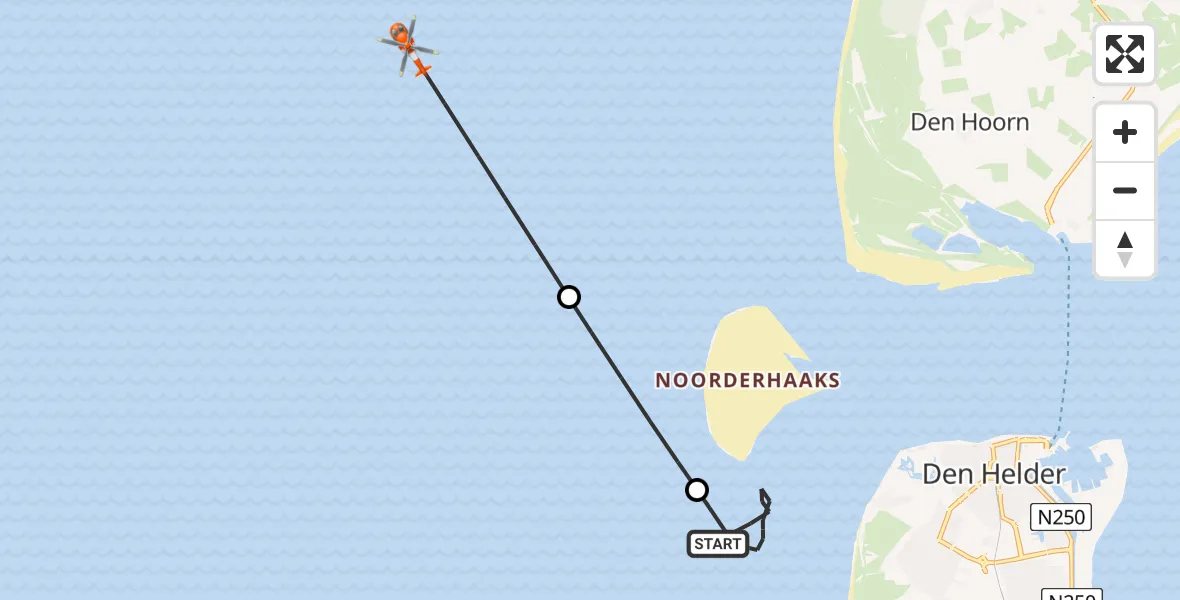 Vluchtroute Kustwachthelikopter Den Helder - , 02 maart 2024, 10:02