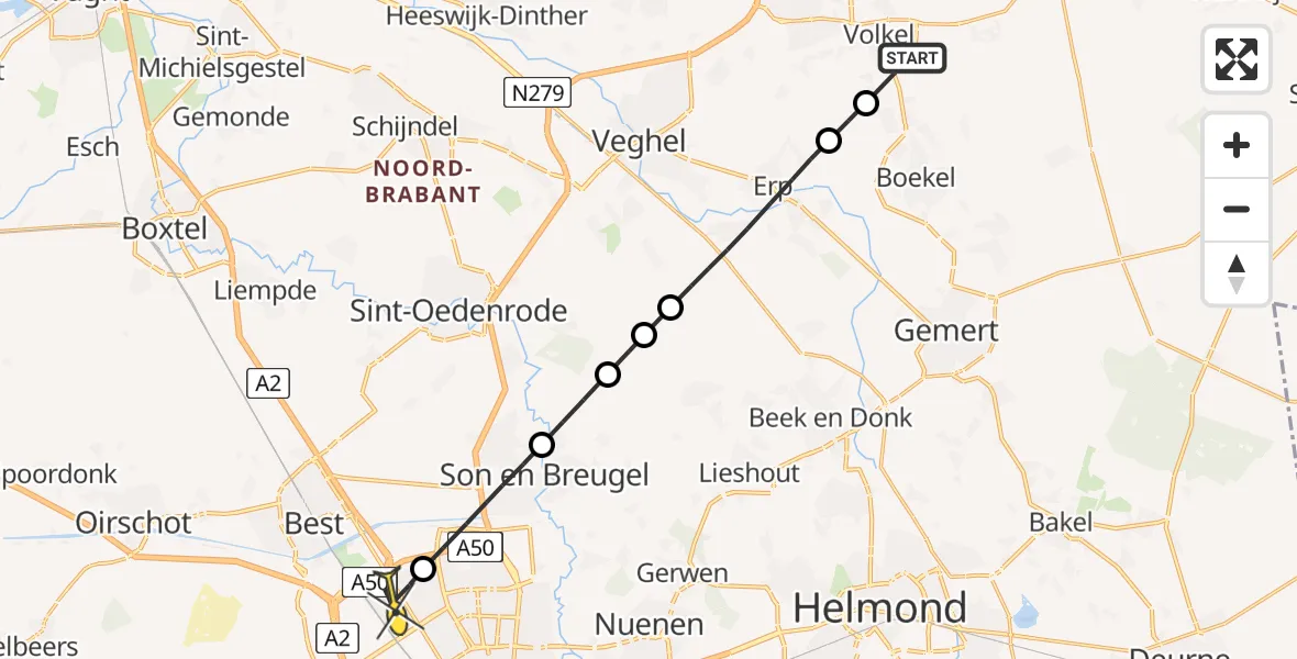 Routekaart van de vlucht: Lifeliner 3 naar Eindhoven, Biesthoeksche Loop