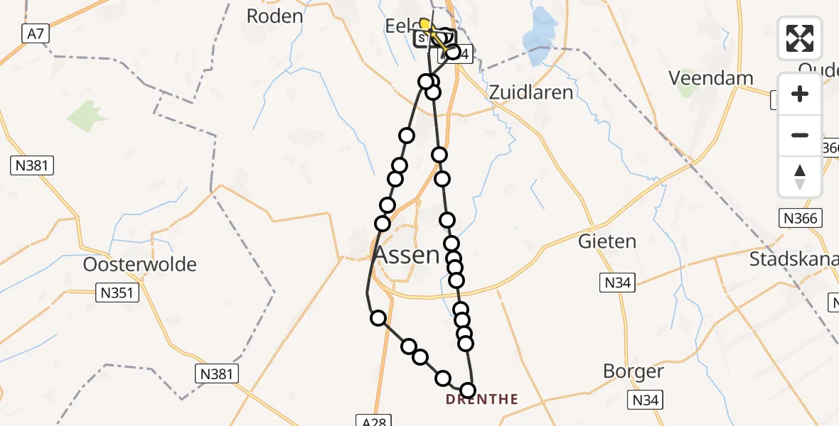 Routekaart van de vlucht: Lifeliner 4 naar Groningen Airport Eelde, Vissersweg