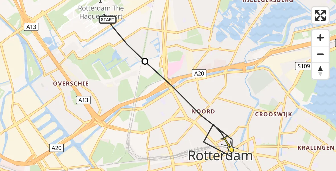 Routekaart van de vlucht: Lifeliner 2 naar Rotterdam, Edward Jennerhof