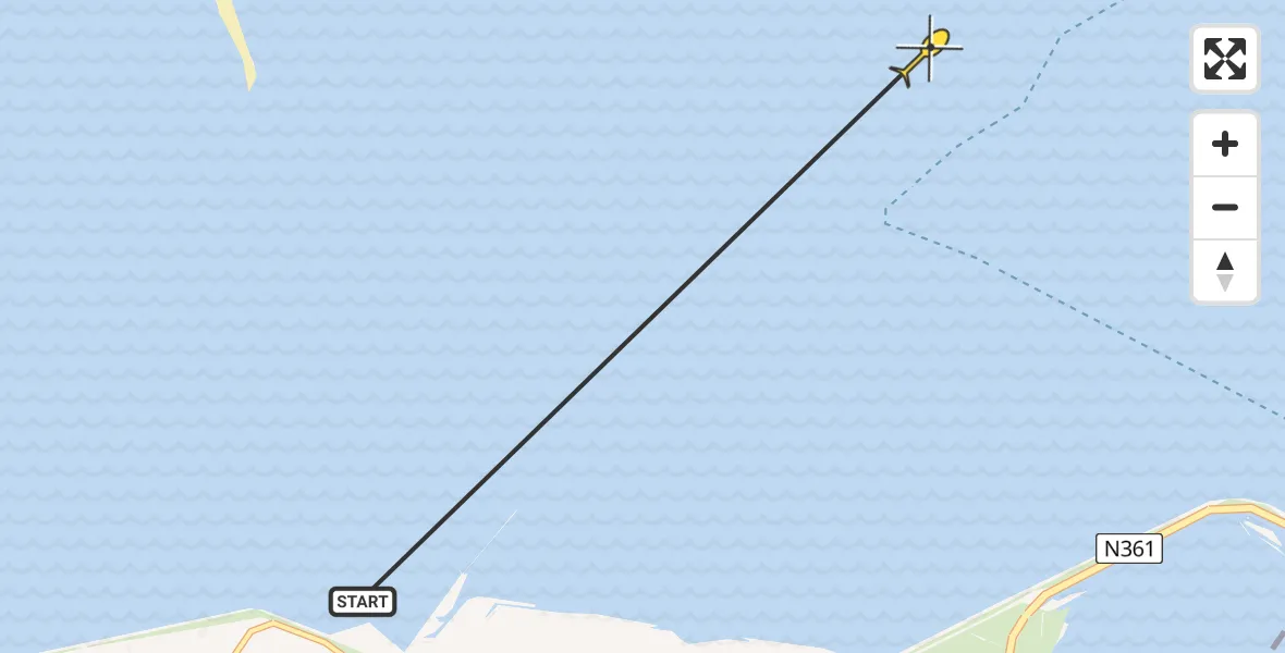 Routekaart van de vlucht: Ambulancehelikopter naar Schiermonnikoog, Gat van Schiermonnikoog