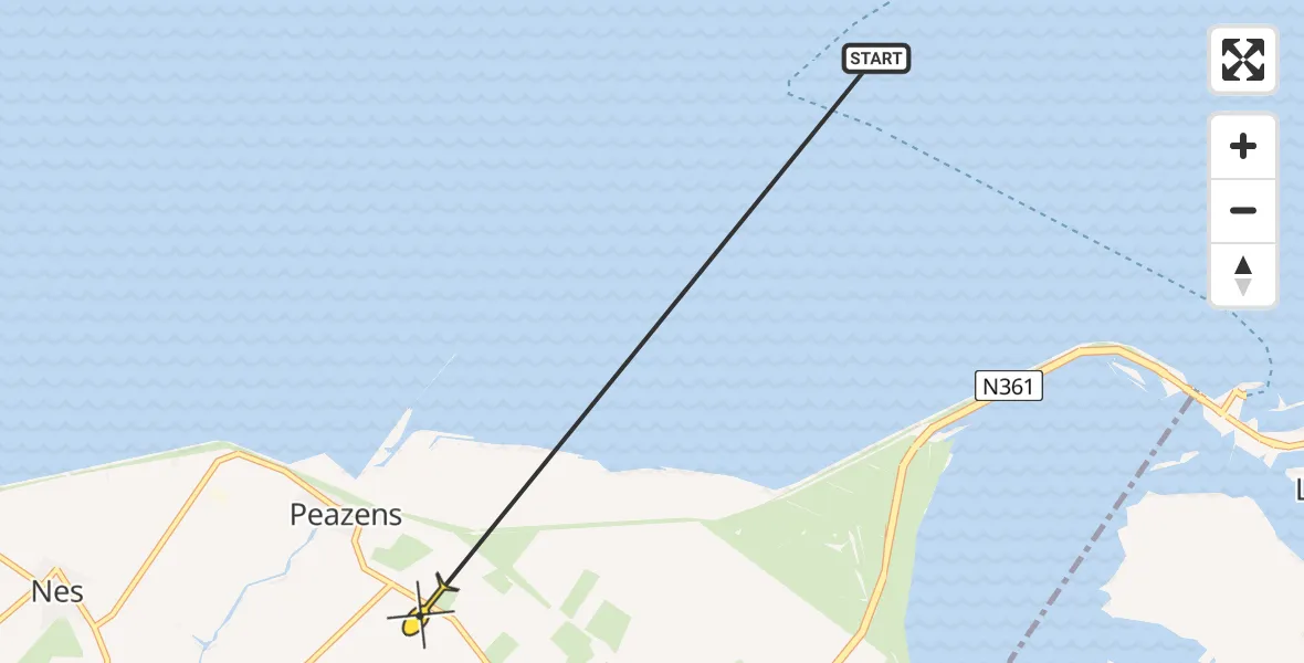 Routekaart van de vlucht: Ambulancehelikopter naar Paesens, Orneawei