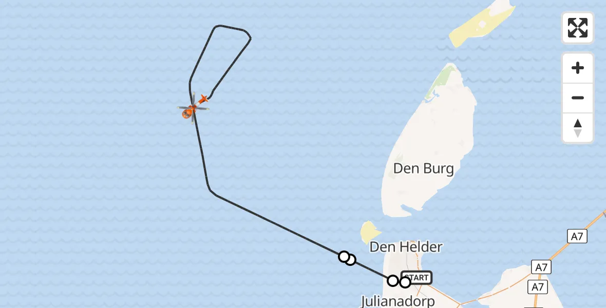 Vluchtroute Kustwachthelikopter Vliegveld De Kooy - , 02 maart 2024, 17:19