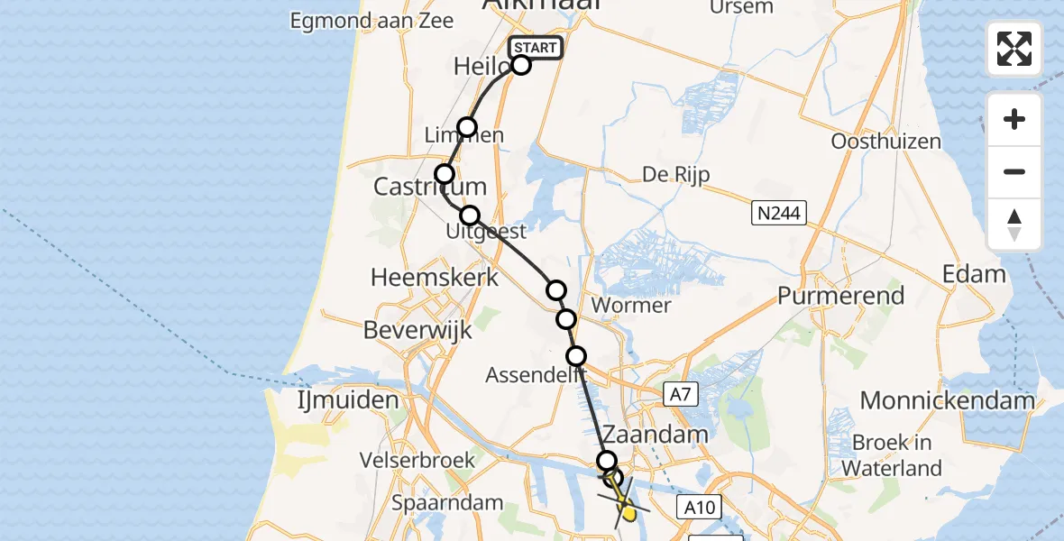 Routekaart van de vlucht: Lifeliner 1 naar Amsterdam Heliport, Nijenburgerweg