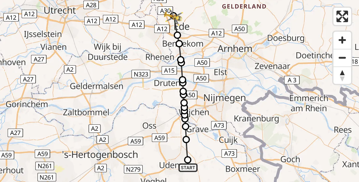 Vluchtroute Traumahelikopter Vliegbasis Volkel - Lunteren, 03 maart 2024, 00:06