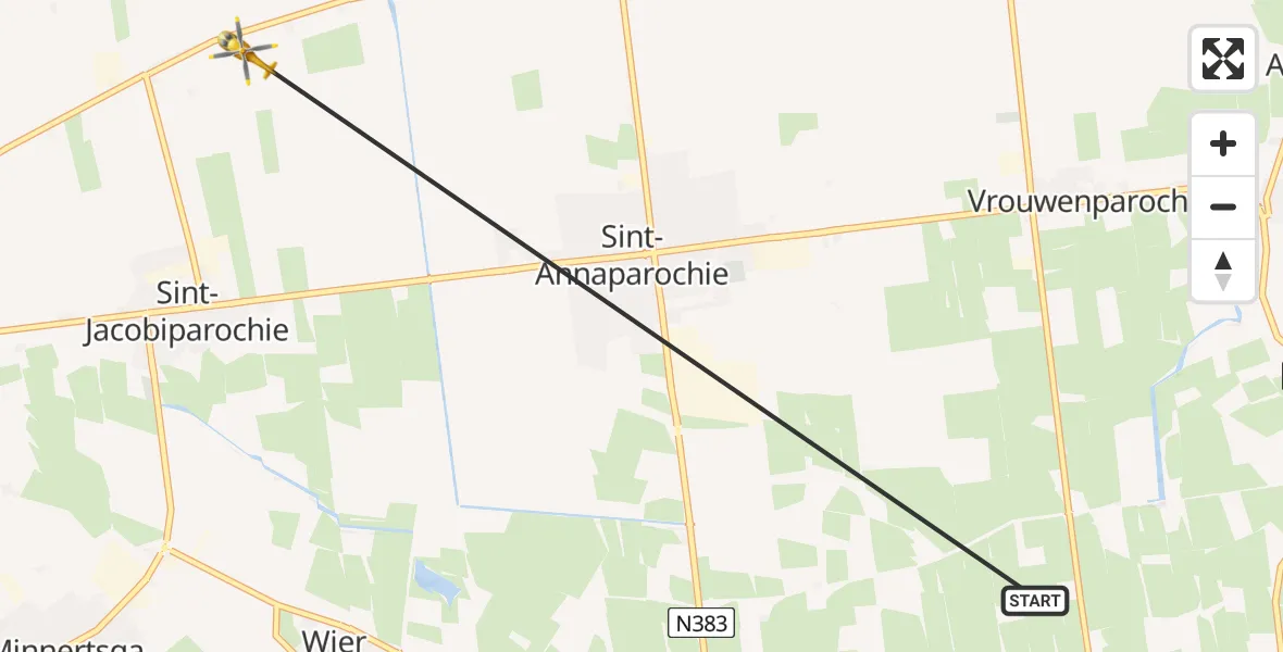 Vluchtroute Ambulancehelikopter Vrouwenparochie - St.-Jacobiparochie, 03 maart 2024, 09:36