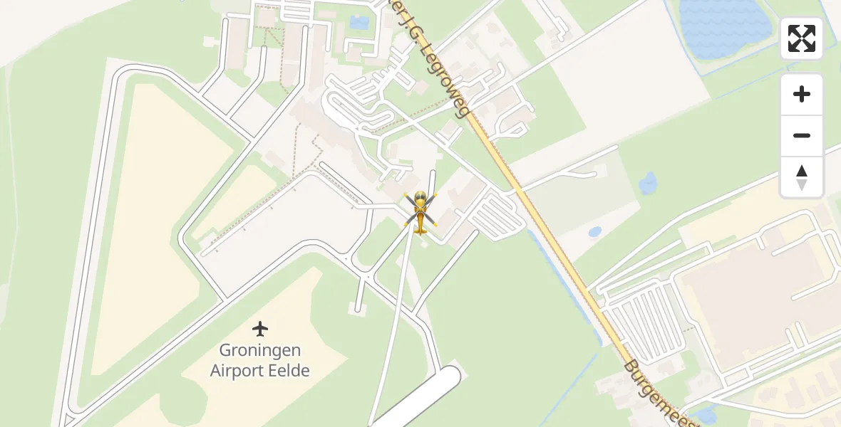 Vluchtroute Traumahelikopter Groningen Airport Eelde - Groningen Airport Eelde, 03 maart 2024, 10:27