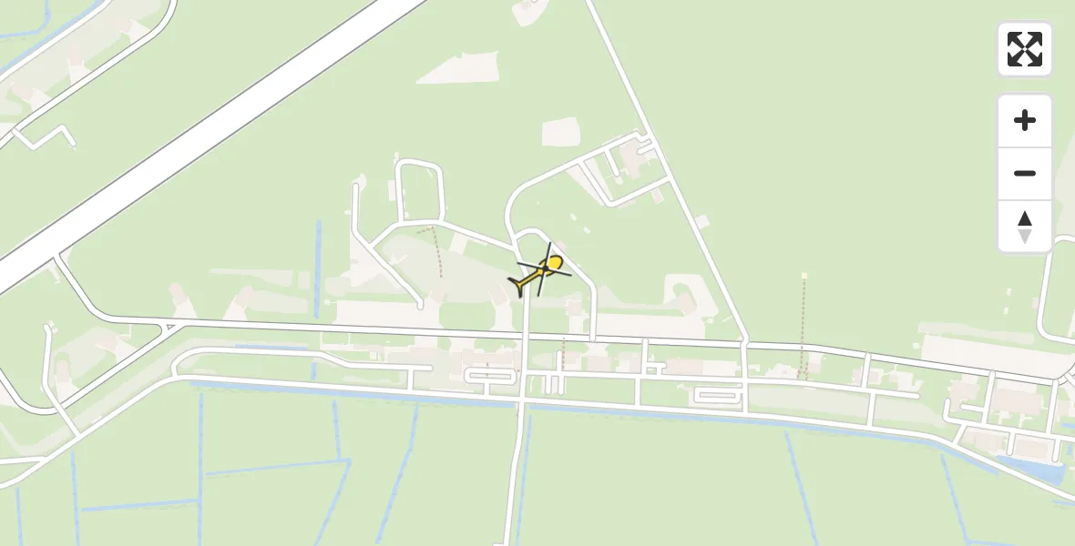 Vluchtroute Ambulancehelikopter van Vliegbasis Leeuwarden naar Vliegbasis Leeuwarden