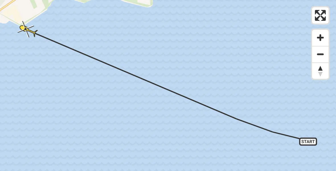 Routekaart van de vlucht: Ambulancehelikopter naar West-Terschelling, Riepel