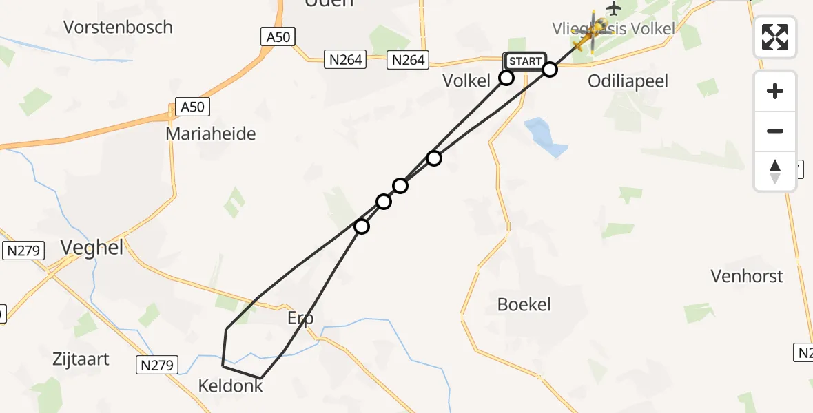 Vluchtroute Traumahelikopter Vliegbasis Volkel - Vliegbasis Volkel, 03 maart 2024, 13:50