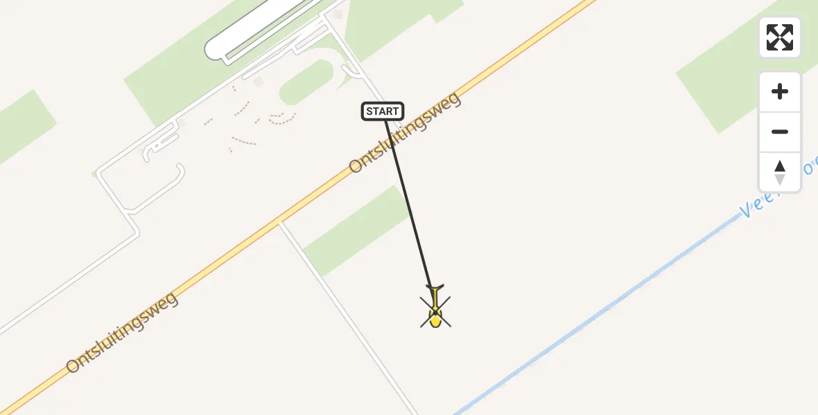 Routekaart van de vlucht: Traumahelikopter naar Vliegveld Stadskanaal, Veensloot