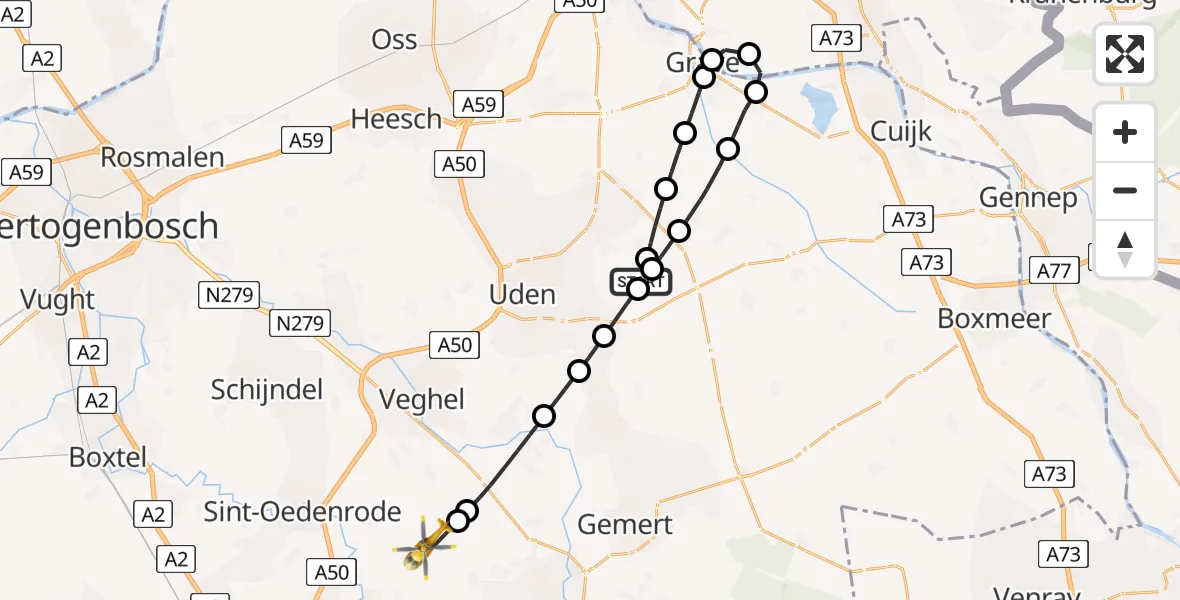 Vluchtroute Traumahelikopter Vliegbasis Volkel - Mariahout, 03 maart 2024, 15:31