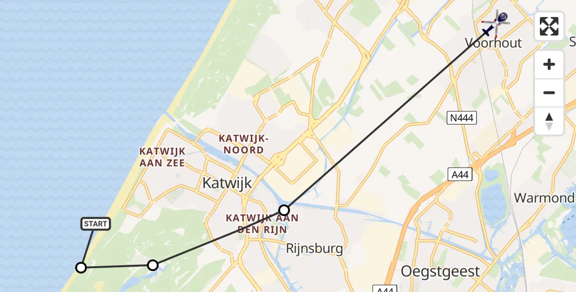 Vluchtroute Politiehelikopter Katwijk - Voorhout, 03 maart 2024, 15:36