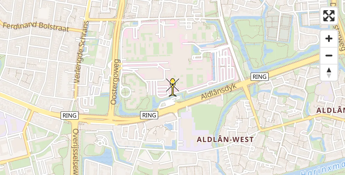 Routekaart van de vlucht: Ambulancehelikopter naar Leeuwarden