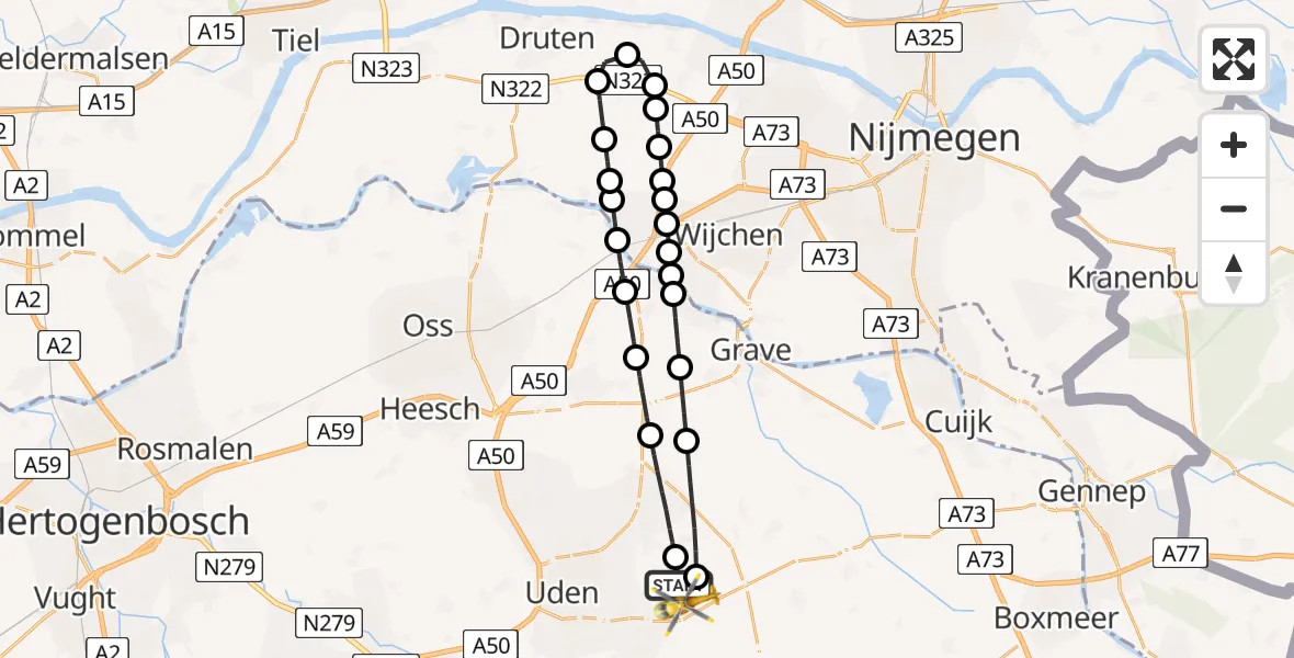Vluchtroute Traumahelikopter Vliegbasis Volkel - Vliegbasis Volkel, 03 maart 2024, 17:14
