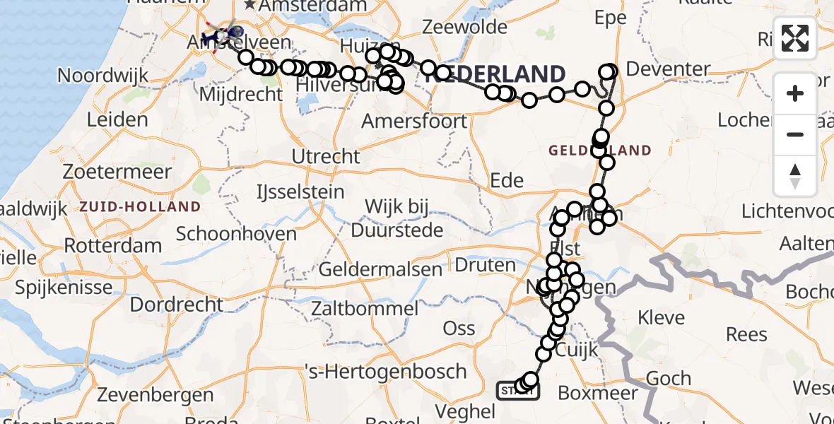Vluchtroute Politiehelikopter Vliegbasis Volkel - Schiphol, 03 maart 2024, 18:37