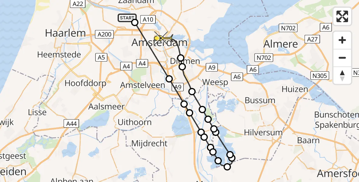 Routekaart van de vlucht: Lifeliner 1 naar Amsterdam, Kajuitpad