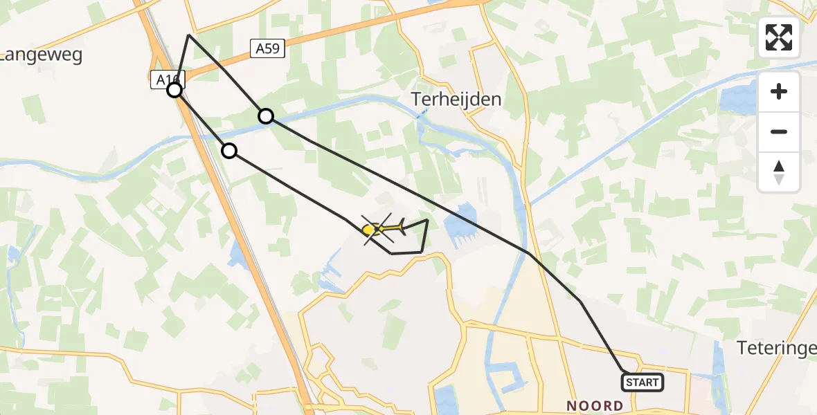 Routekaart van de vlucht: Lifeliner 2 naar Breda, Tielrodestraat