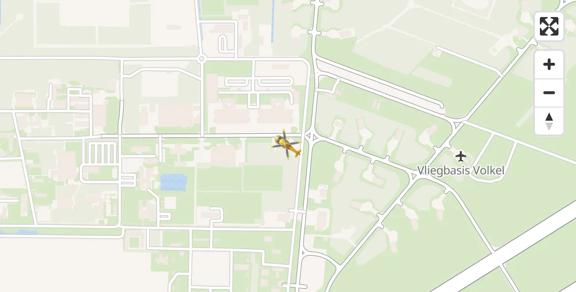 Vluchtroute Traumahelikopter van Vliegbasis Volkel naar Vliegbasis Volkel