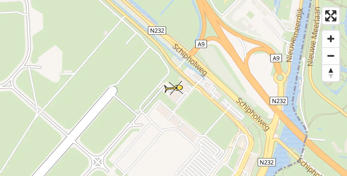 Vluchtroute Politiehelikopter van Schiphol naar Schiphol