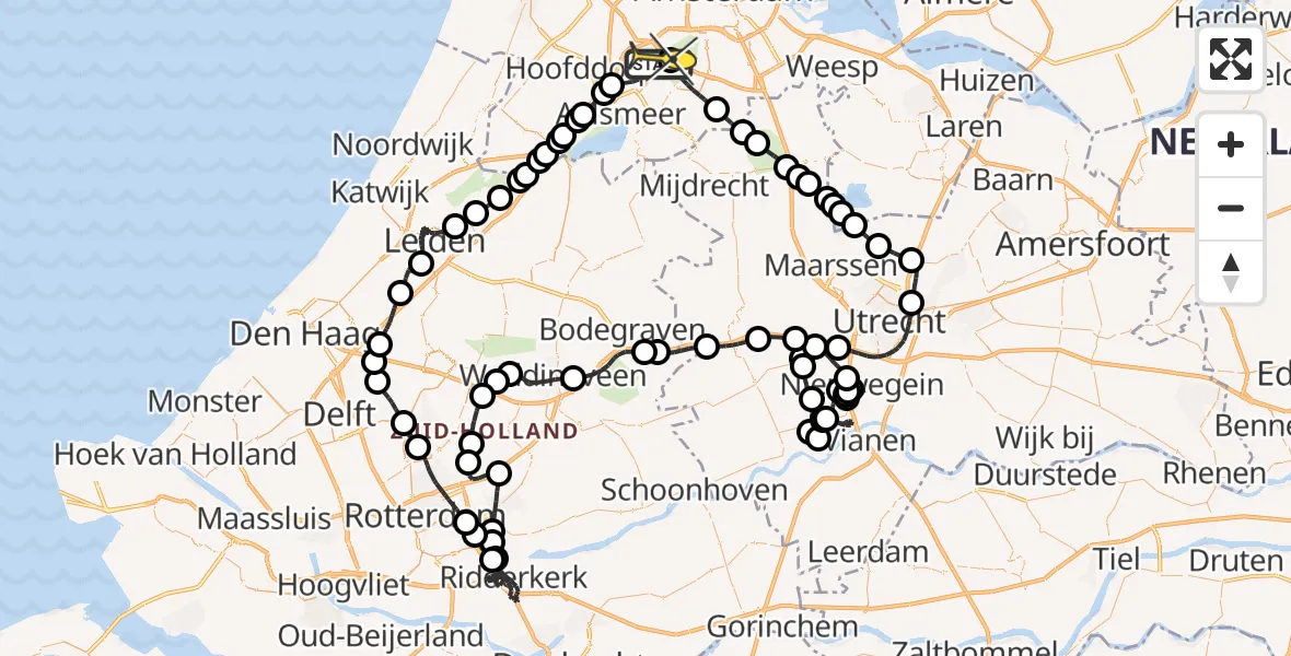 Routekaart van de vlucht: Politieheli naar Schiphol, Walaardt Sacréstraat