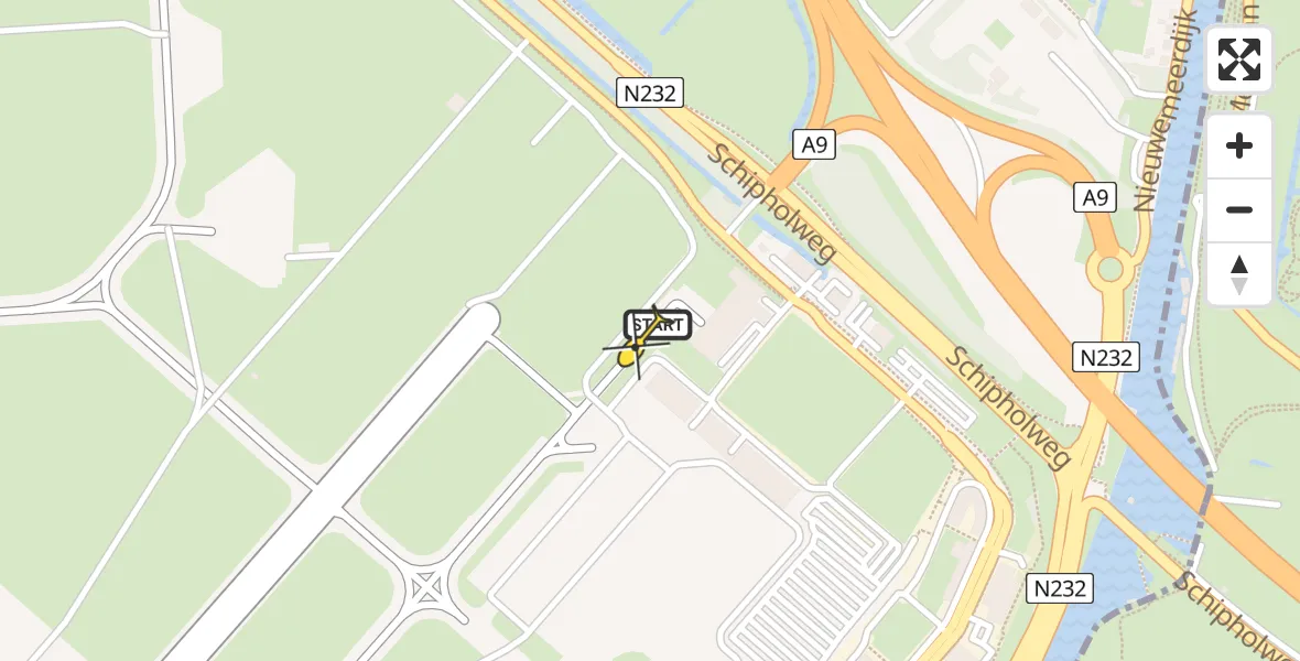 Vluchtroute Politiehelikopter van Schiphol naar Schiphol