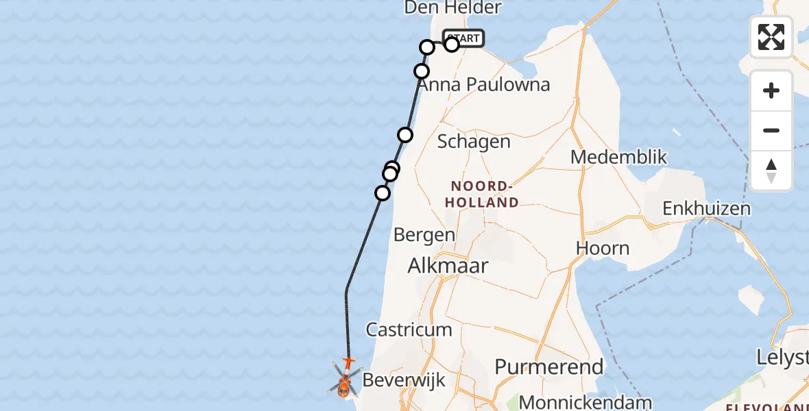 Vluchtroute Kustwachthelikopter Vliegveld De Kooy - , 04 maart 2024, 16:16