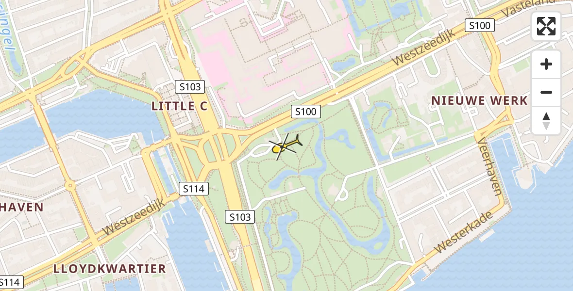 Vluchtroute Traumahelikopter van Erasmus MC naar Erasmus MC