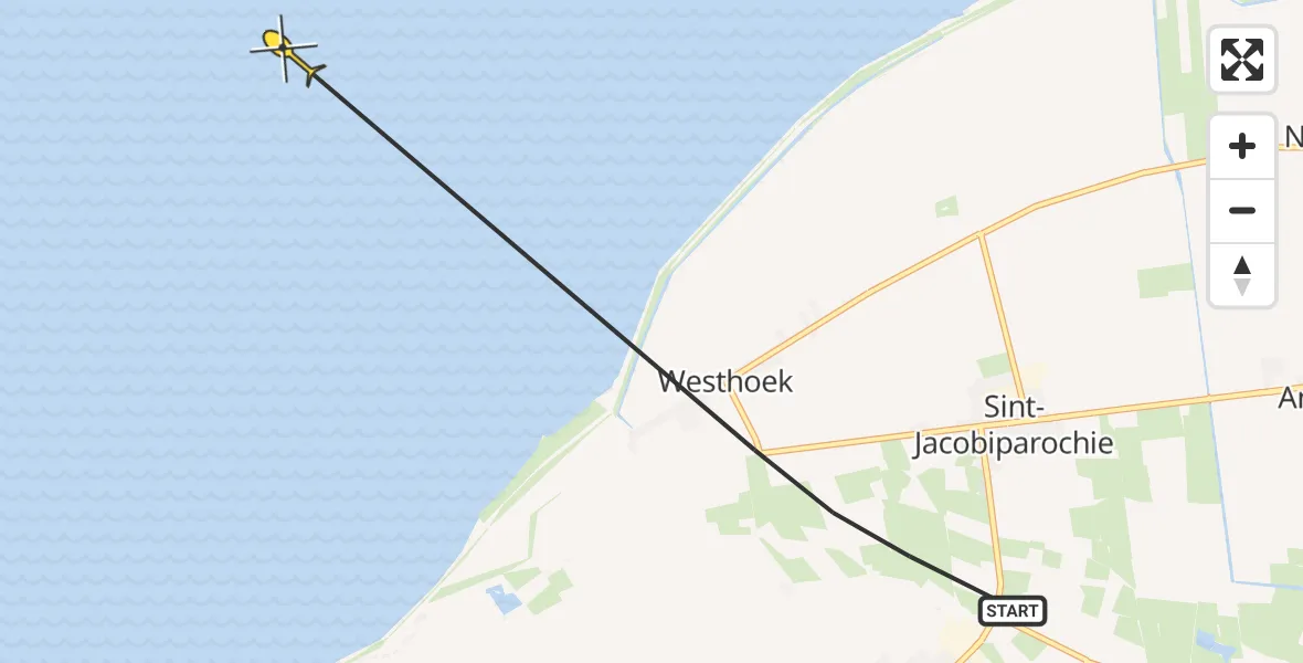 Routekaart van de vlucht: Ambulancehelikopter naar Formerum, Zondervans-reed